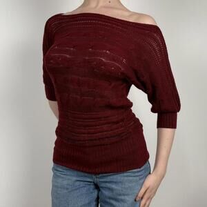 Women's Burgundy One Shoulder Top